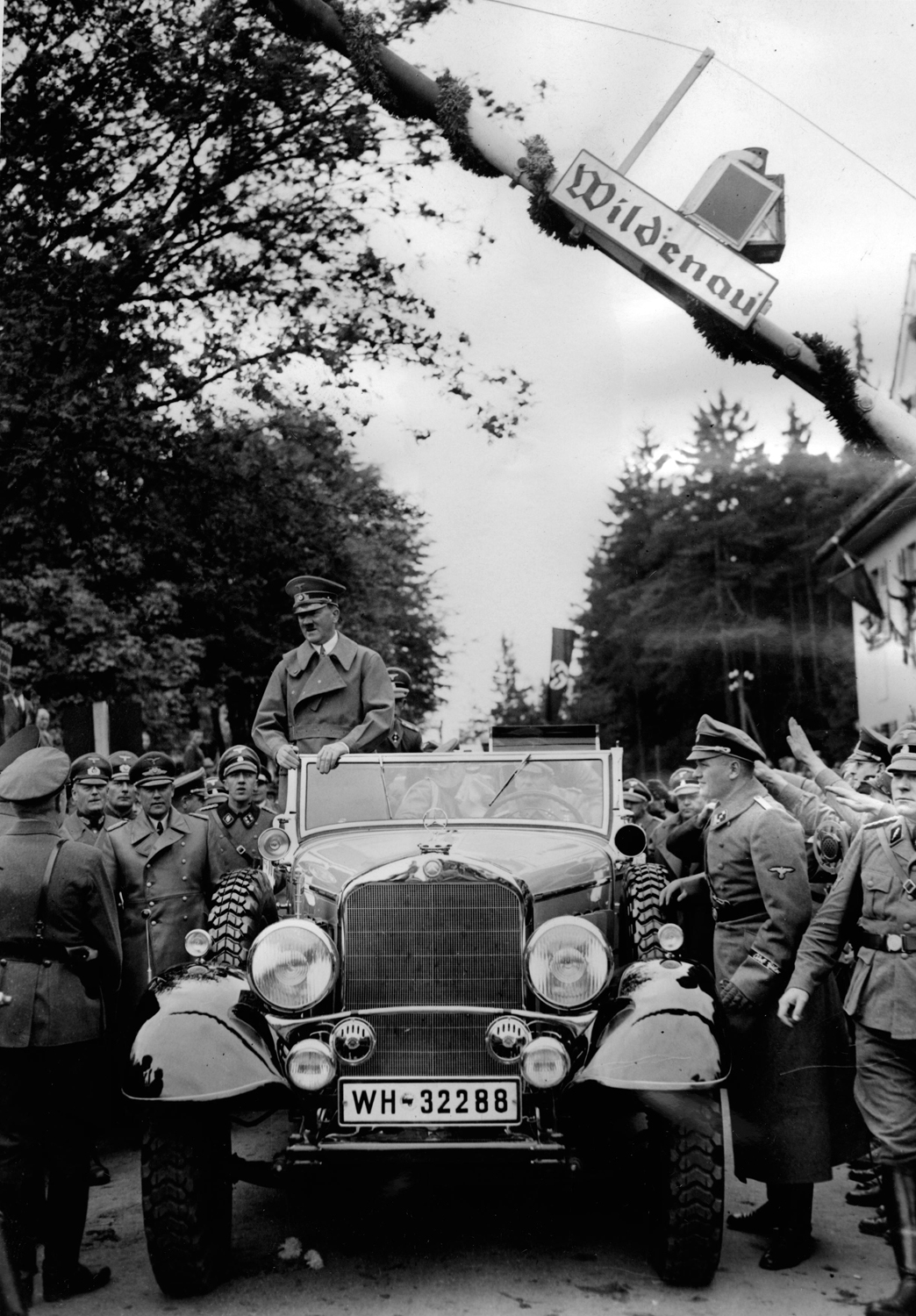 Adolf Hitler crosses the Wildenau border from Germany into Sudetenland with his troops